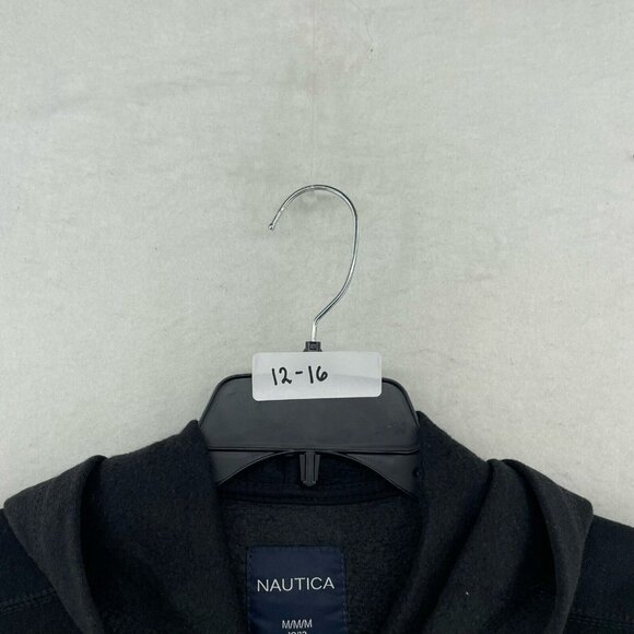 Nautica Sweatshirt Boys Sz M Black Full-Zip Hooded Ribbed Trim Printed Logo - Picture 11 of 11